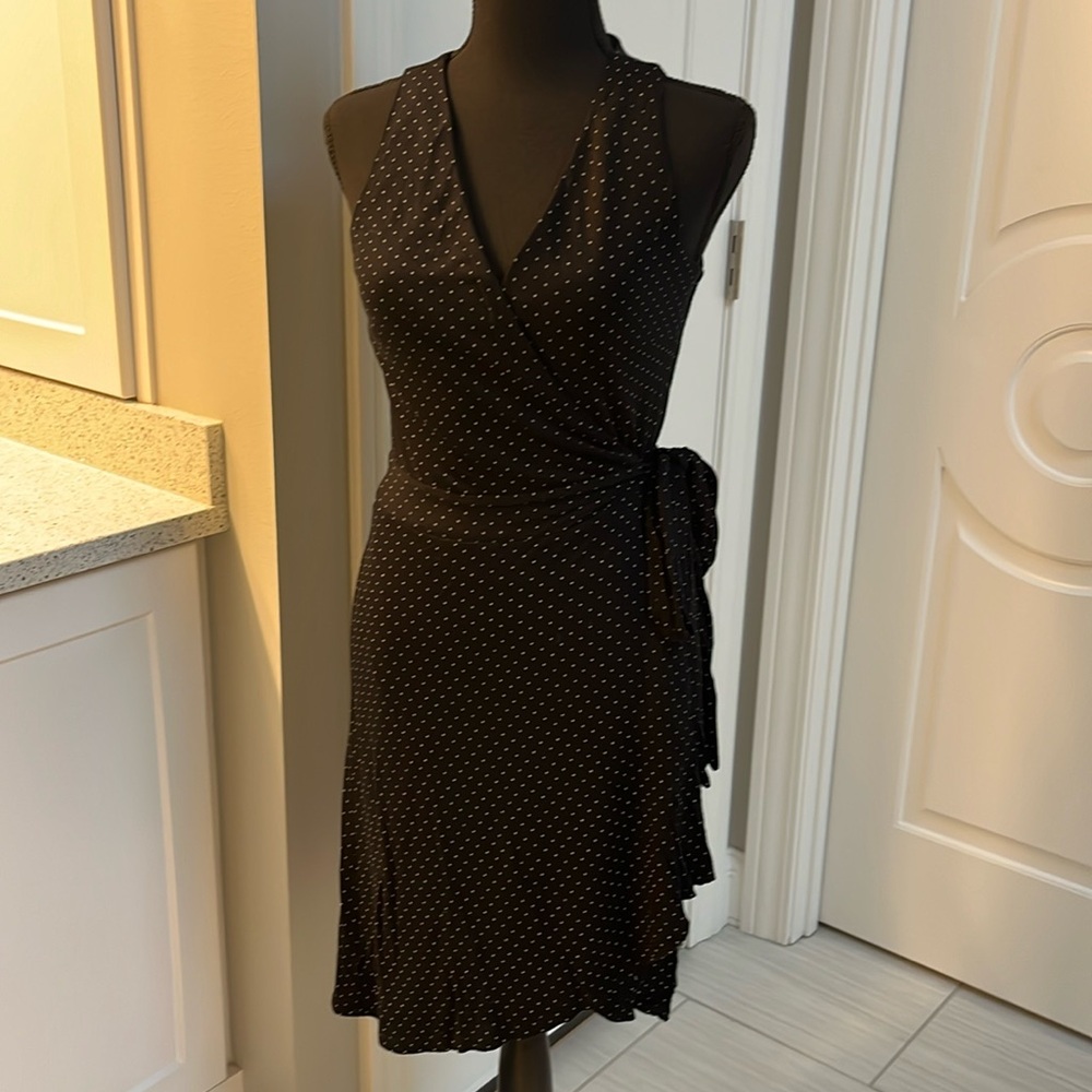 Loft Wrap Black and White Polka Dot Dress XS